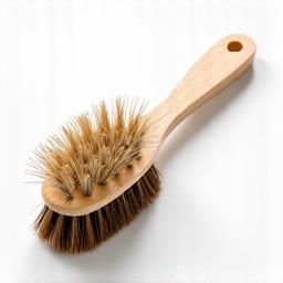 Sustainable wooden dish brush with natural plant-fiber bristles.